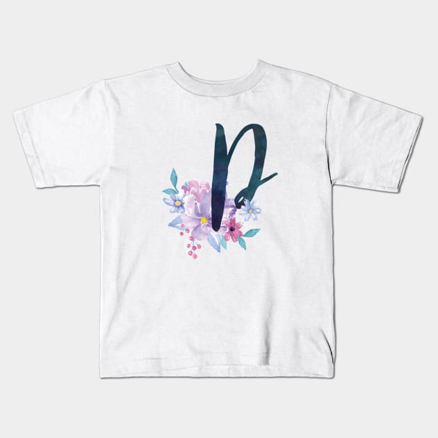 Floral Monogram P Pretty Lilac Bouquet Kids T-Shirt by floralmonogram